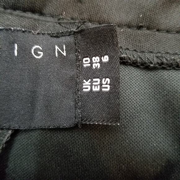 Asos Design Women's Black Faux Leather Front Hem Slit Size 6 - Picture 5 of 9